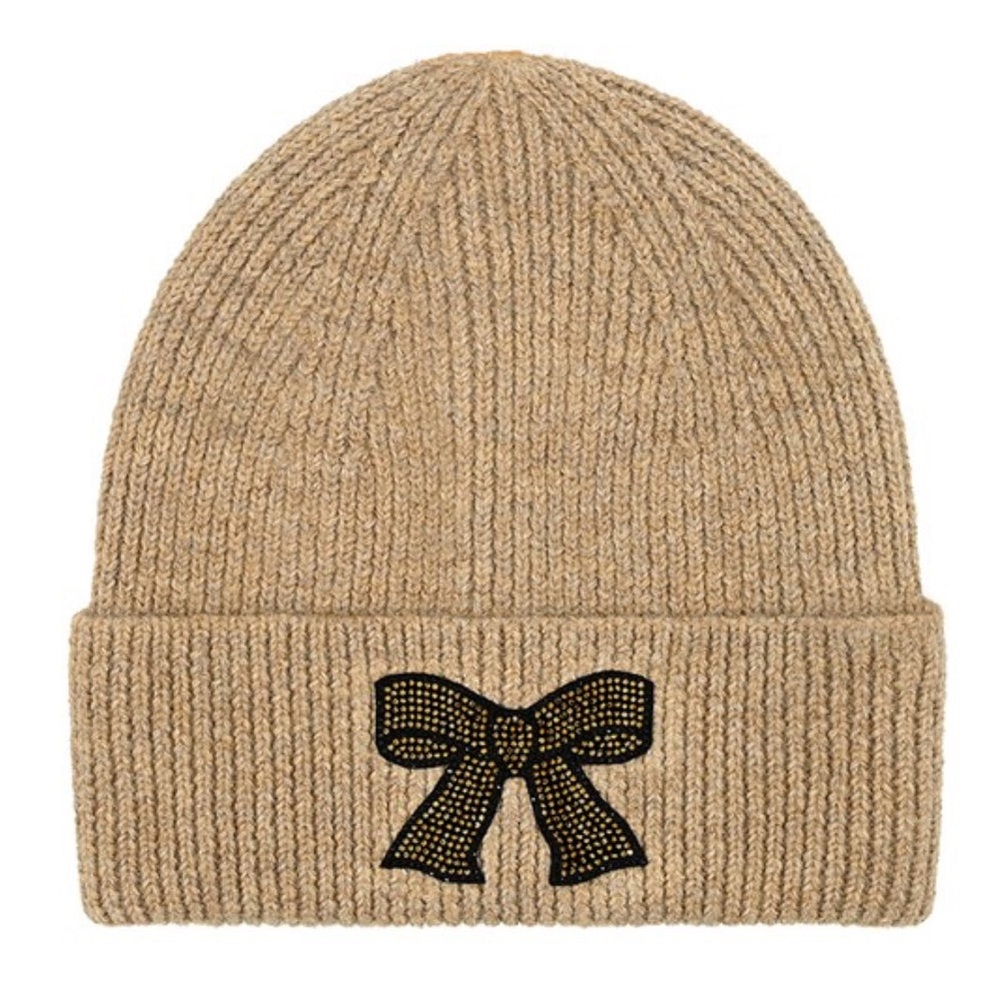 C.C Tan Beanie with Gold Bow